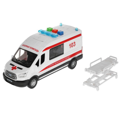 Машинка Ford Transit Скорая помощь Технопарк TRANSITVAN-16PLAMB-WH 01